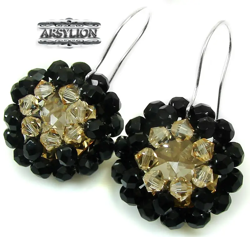 Kolczyki kryształ Swarovski Elements Golden Shadow