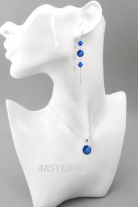 komplet z kryształkami Swarovski sapphire rivoli