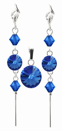 komplet z kryształkami Swarovski sapphire rivoli