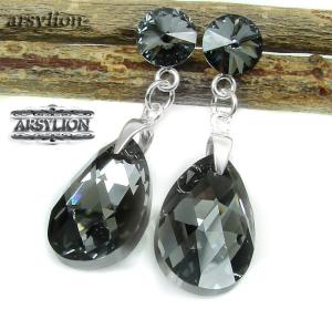 ARSYLION kolczyki Swarovski Silver Night rivoli 153