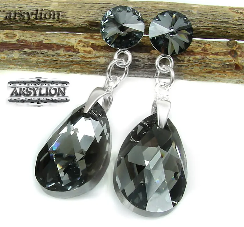 kolczyki kryształ Swarovski Elements Silver Night
