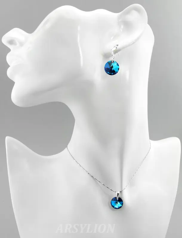 komplet z kryształami Swarovski bermuda blue