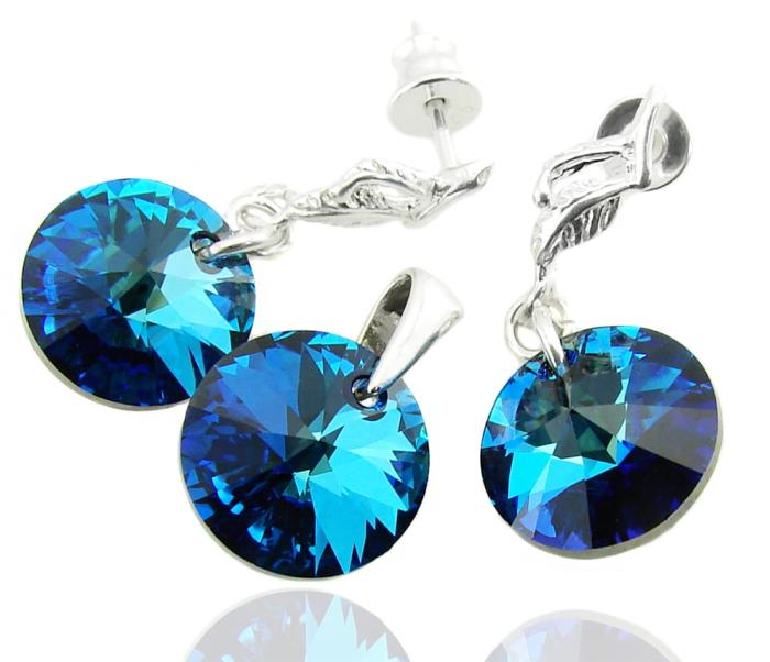 komplet z kryształami Swarovski bermuda blue