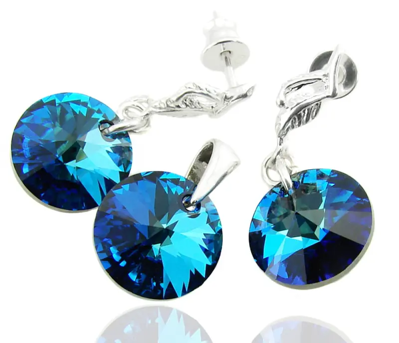 komplet z kryształami Swarovski bermuda blue
