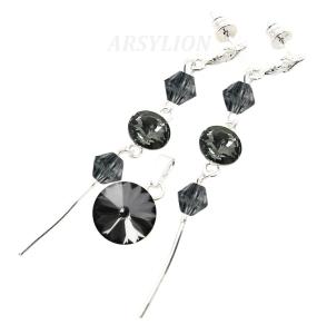 komplet z kryształkami Swarovski silver night rivoli