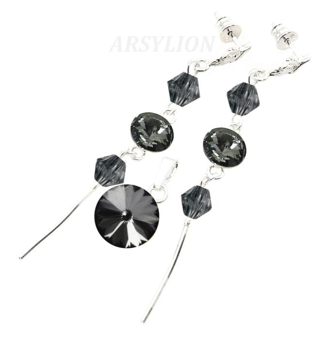 komplet z kryształkami Swarovski silver night rivoli