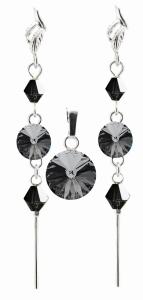 komplet z kryształkami Swarovski silver night rivoli