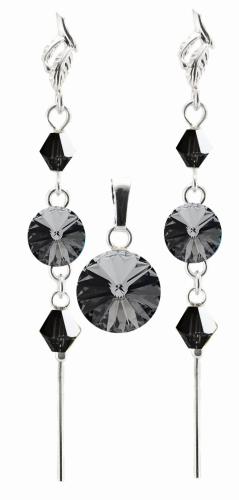 komplet z kryształkami Swarovski silver night rivoli