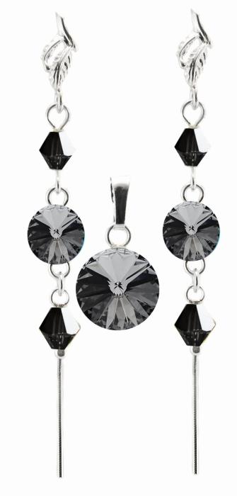 komplet z kryształkami Swarovski silver night rivoli