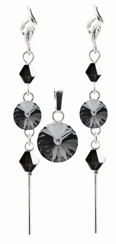 komplet z kryształkami Swarovski silver night rivoli