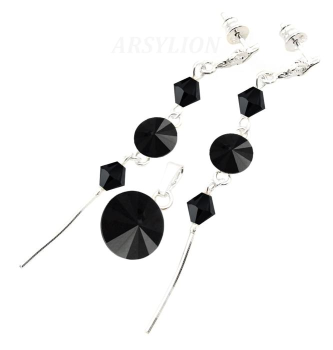 komplet z kryształkami Swarovski jet rivoli