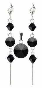 ARSYLION czarny komplet z kryształkami Swarovski jet rivoli 518