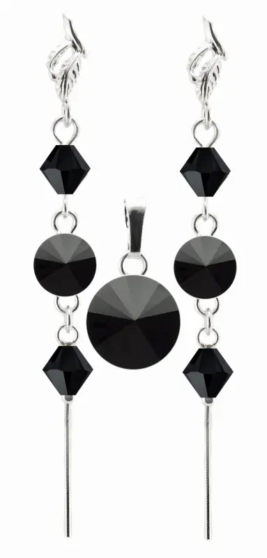 komplet z kryształkami Swarovski jet rivoli