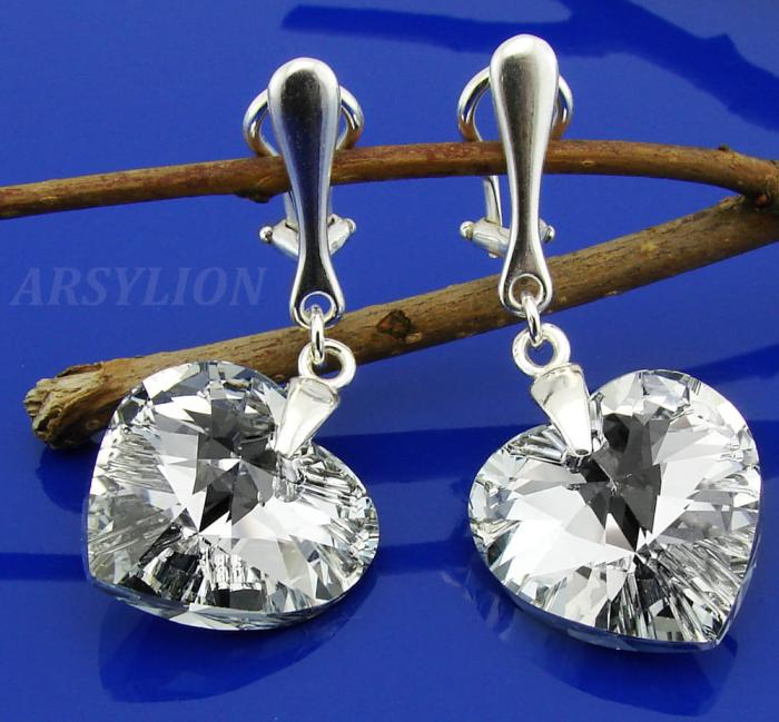 Klipsy z kryształkiem Swarovski Elements crystal cal serce