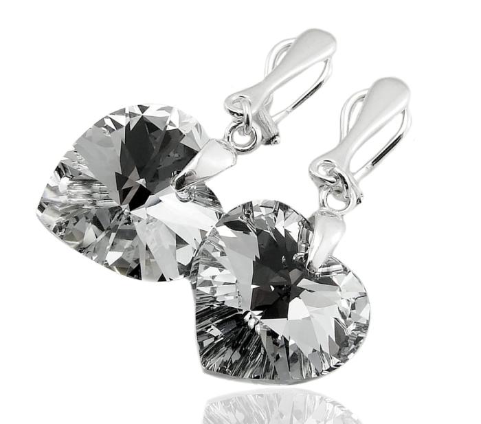 Klipsy z kryształkiem Swarovski Elements crystal cal serce