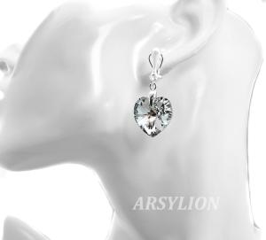 Klipsy z kryształkiem Swarovski Elements crystal cal serce