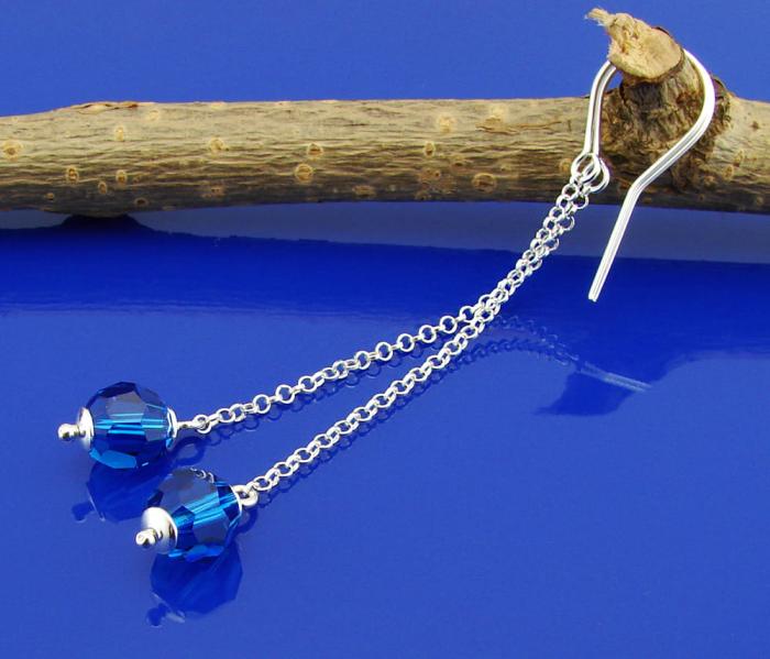 kikolczyki z kryształkiem capri blue