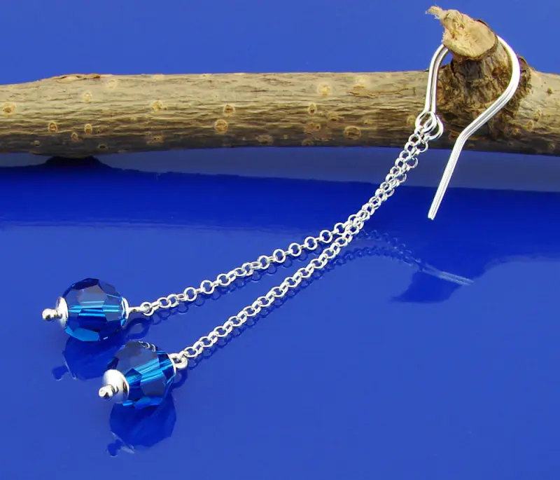 kikolczyki z kryształkiem capri blue