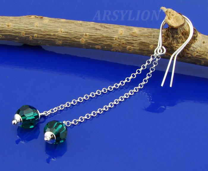 kolczyki z kryształkiem Swarovski emerald