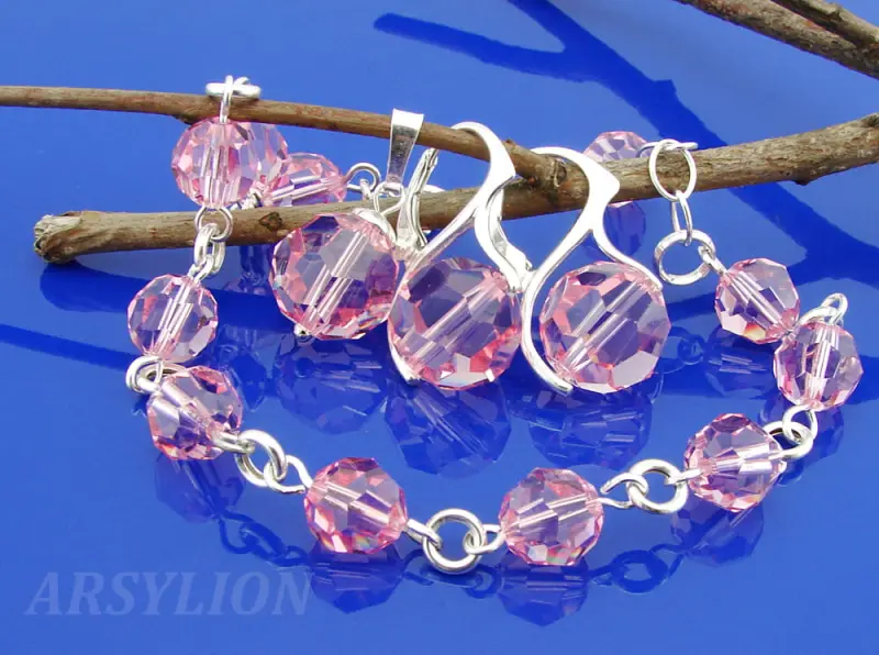 komplet z kryształkami Swarovski light rose ball