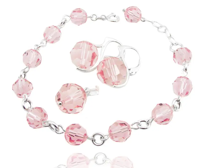 komplet z kryształkami Swarovski light rose ball