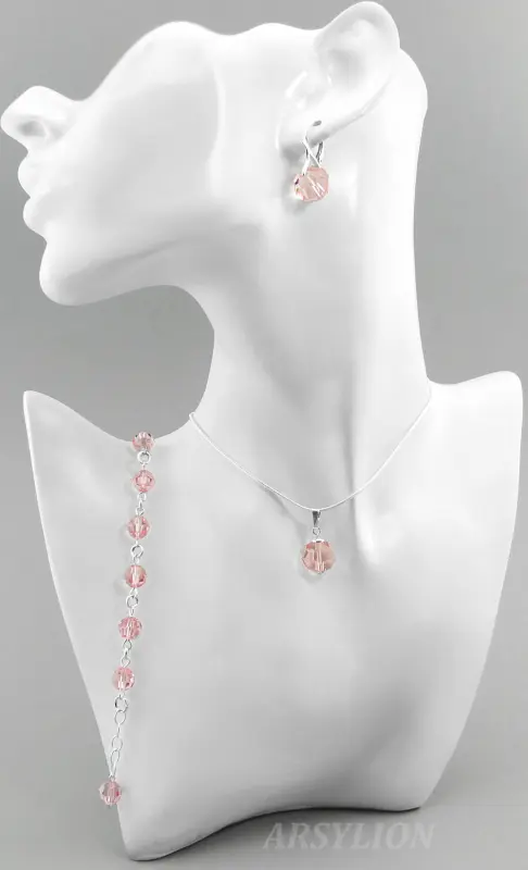 komplet z kryształkami Swarovski light rose ball