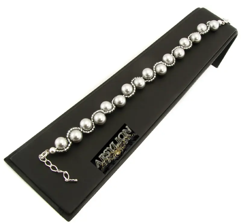 Bransoletka perła  Swarovski Elements Light Grey