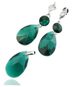 komplet z kryształkami Swarovski emerald