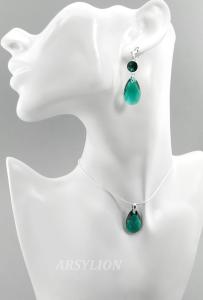 komplet z kryształkami Swarovski emerald