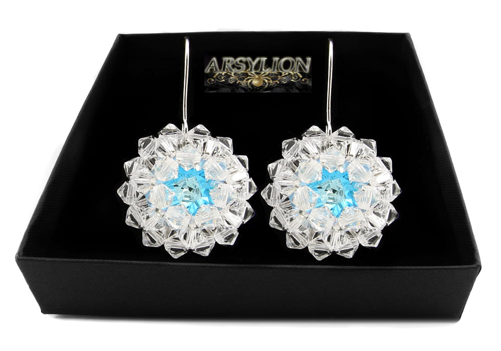 Kolczyki kryształ Swarovski Elements Crystal i Blue AB