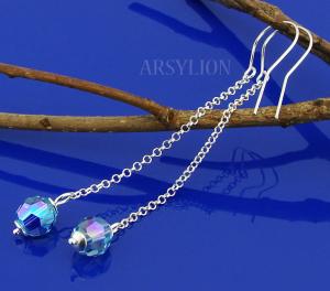 kolczyki z kryształkiem Swarovski aquamarine ab