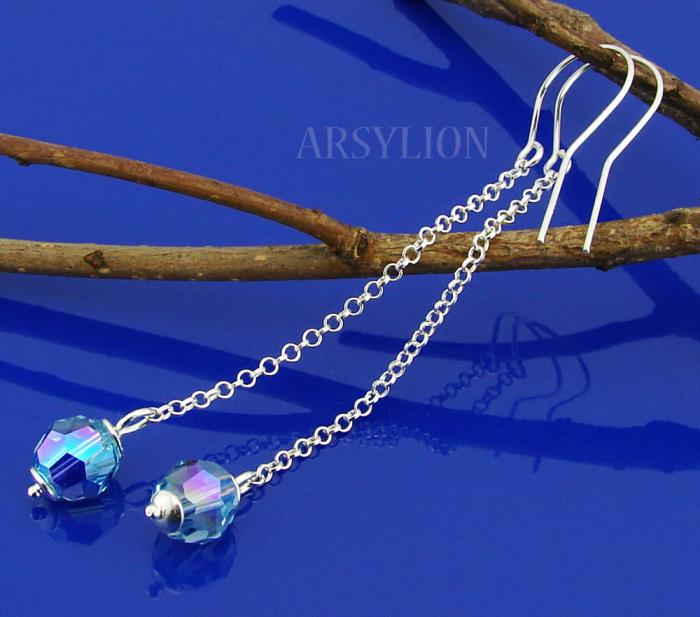 kolczyki z kryształkiem Swarovski aquamarine ab