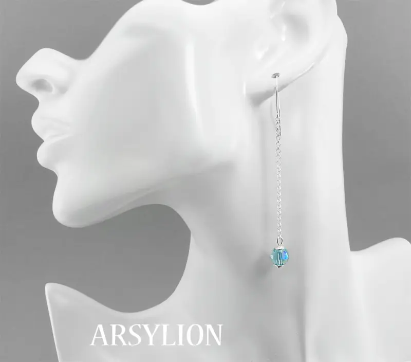 kolczyki z kryształkiem Swarovski aquamarine ab