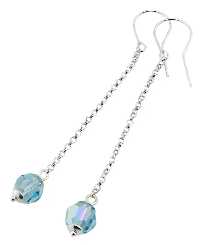 kolczyki z kryształkiem Swarovski aquamarine ab