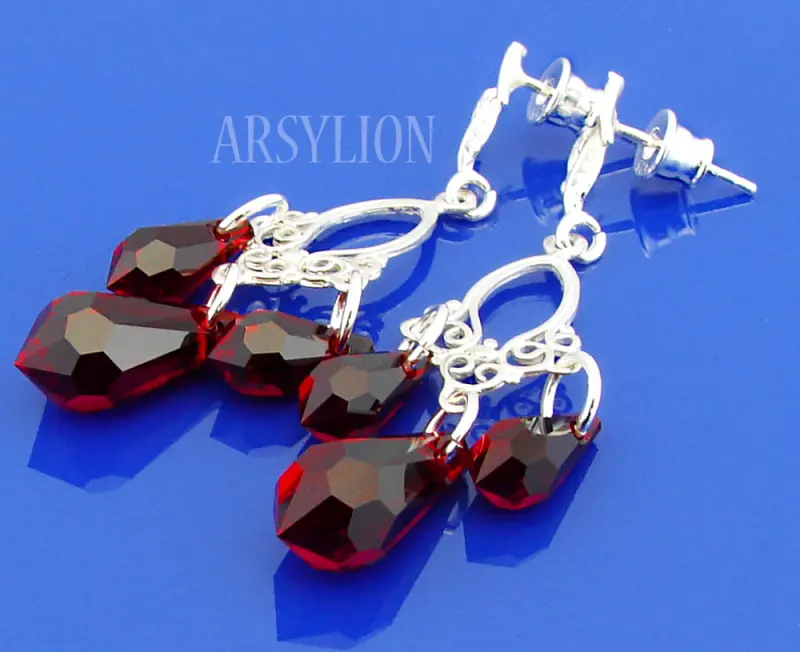 koczyki z kryształkami Swarovski siam drop