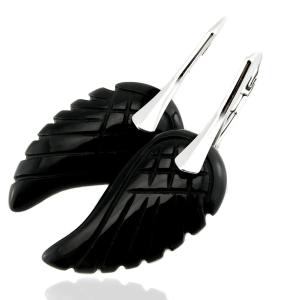  ARSYLION czarne kolczyki skrzydła onyks wing 1033