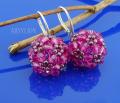 kolczyki z kryształkami fuchsia ball