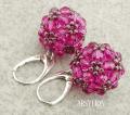 kolczyki z kryształkami fuchsia ball