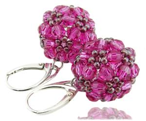 ARSYLION kolczyki z kryształkami Swarovski fuksja fuchsia 1301