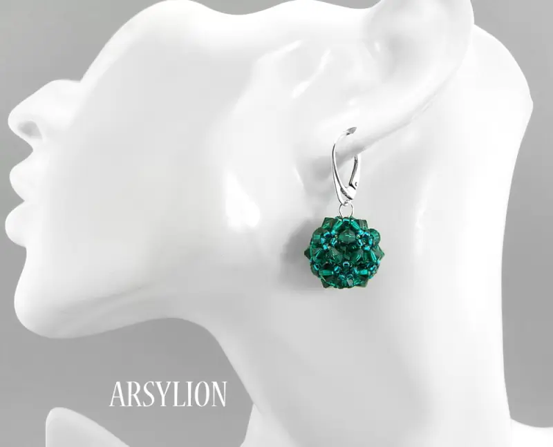 kolczyki z kryształkami emerald bicone