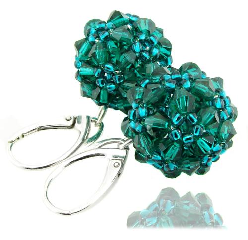kolczyki z kryształkami emerald bicone