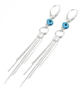kolczyki z kryształkami niebieskimi aquamarine rivoli