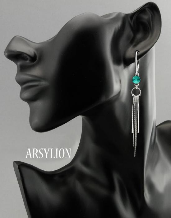 kolczyki długie z kryształkami blue zircon rivoli