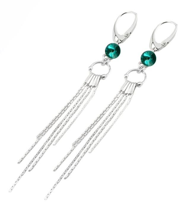 kolczyki długie z kryształkami blue zircon rivoli