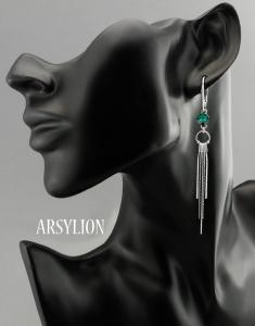 kolczyki długie z kryształkami emerald rivoli