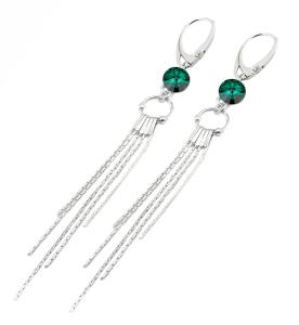kolczyki długie z kryształkami emerald rivoli