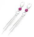 kolczyki długie z kryształkami fuchsia rivoli