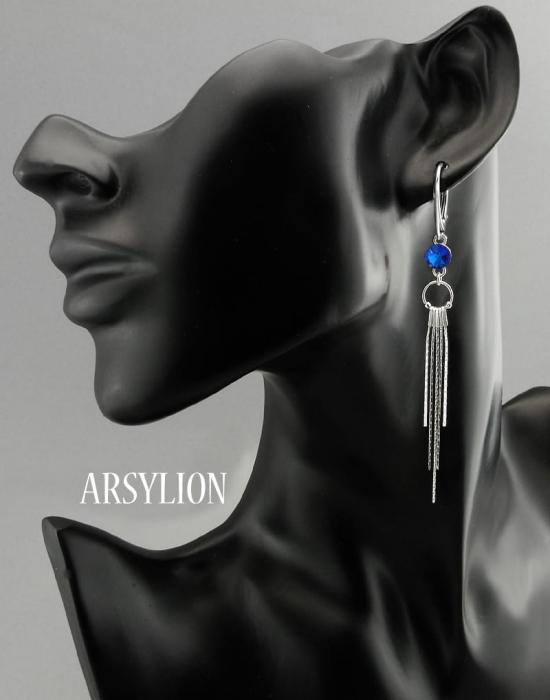 kolczyki długie z kryształkami sapphire rivoli