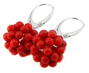 ARSYLION czerwone kolczyki koral SREBRO pudełko 910