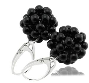 ARSYLION czarne kolczyki kamień onyks błyszczący SREBRO 764